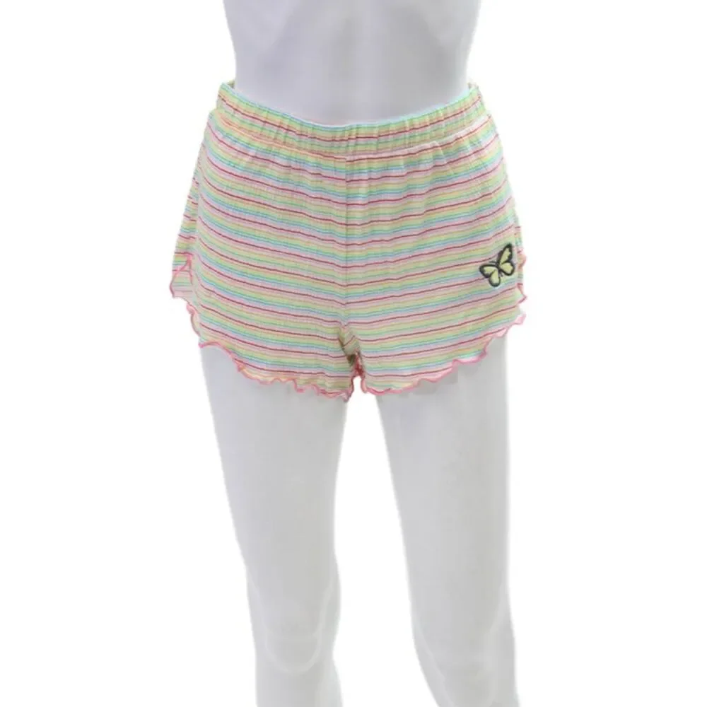 Emerson Road Womens Stripe Short Sleeve Round Neck Pajama Set Multicolor Size XS